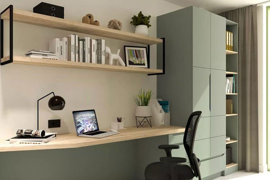 Bespoke Angled Student Desk with Shelving - Student Bedroom Furniture
